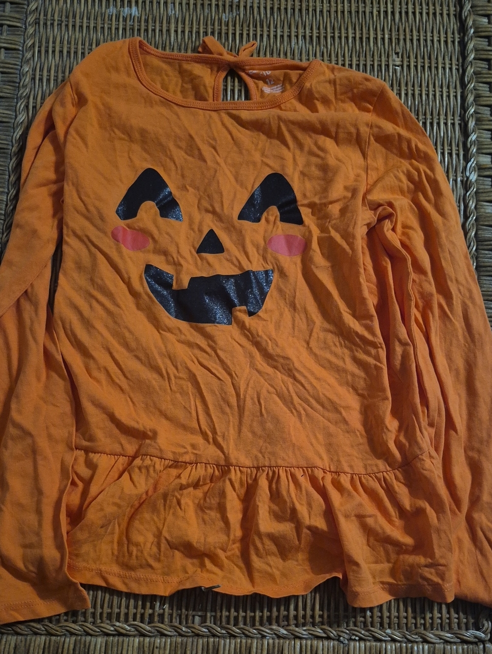 Carter's Orange Pumpkin Face Long-Sleeve Top
